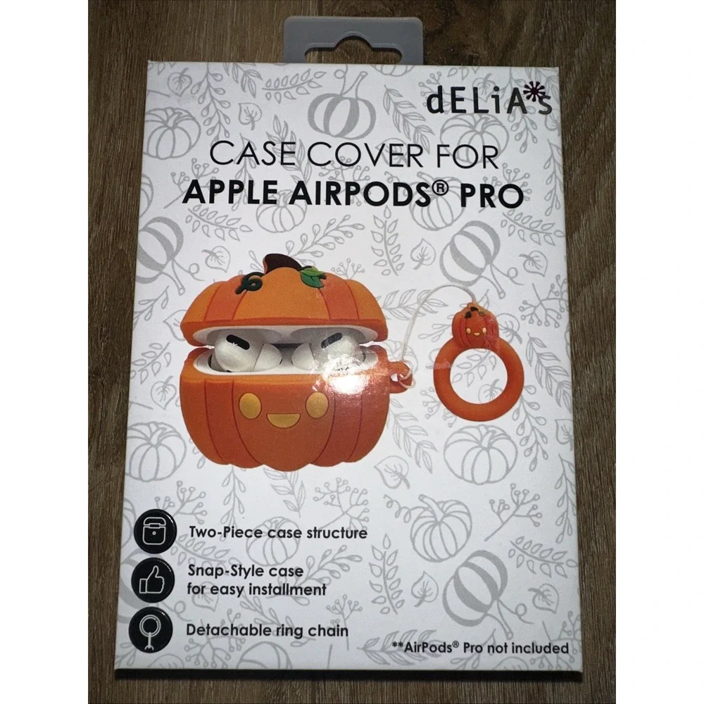 dELIA*S Apple AirPod Pro‎ Pumpkin Case Cover With Key Ring Anti-Shock NEW
